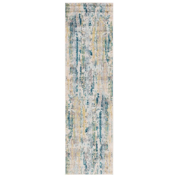 SAFAVIEH Madison Beige/Olive 2 ft. x 8 ft. Abstract Gradient Runner Rug
