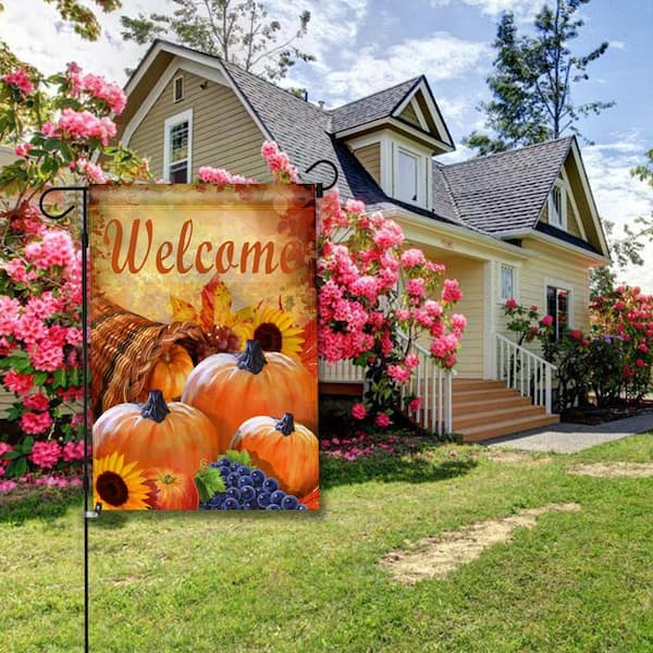 ANLEY 18 in. x 12.5 in. Garden Flag Pumpkin in Cornucopia