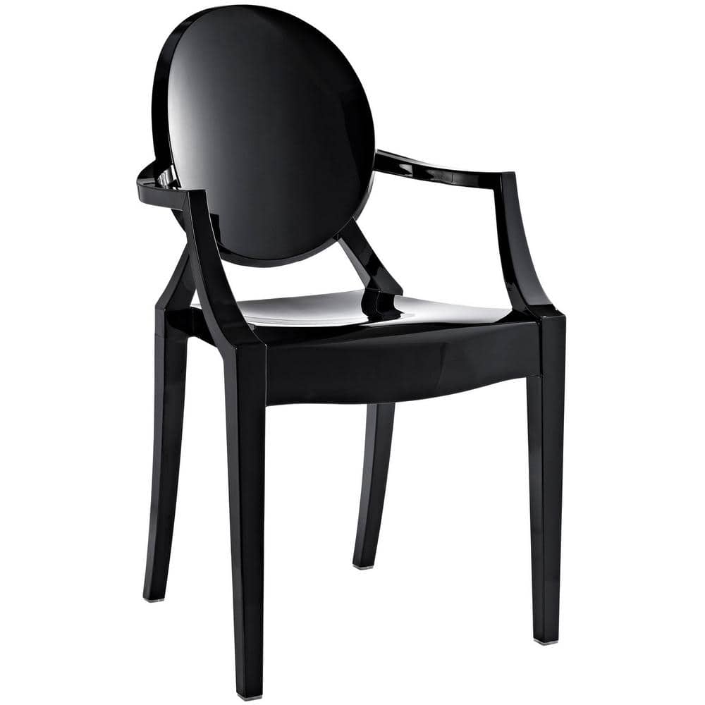 Ethereal Casper Black Plastic Stackable Arm Chair