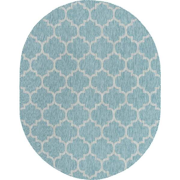 Unique Loom Outdoor Trellis Aquamarine 7 ft. 10 in. x 10 ft. Area Rug