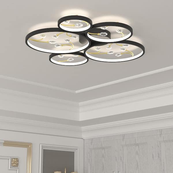 Carson 24.6 in. 5-Light Black Integrated LED Flush Mount