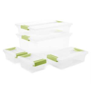 35 Qt. Clip Box Set Assorted Plastic Stackable Storage Container Bins (5-Pack)