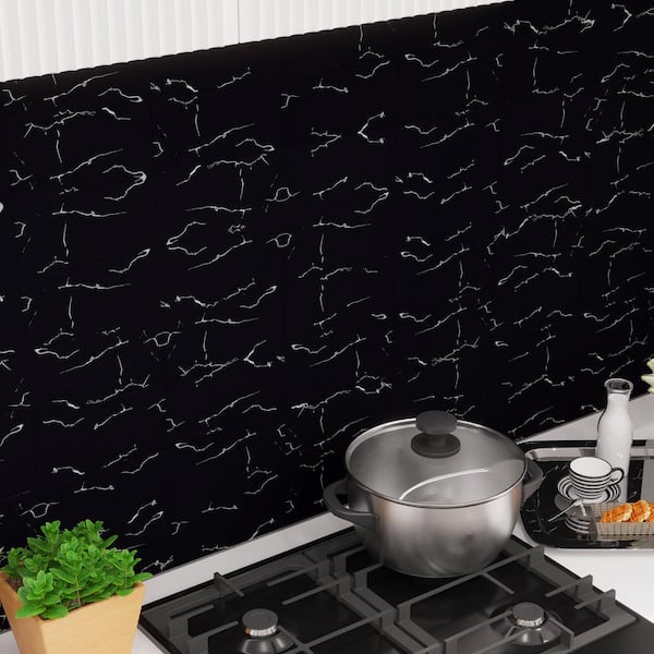 Backsplash Black Gloss, Backsplash Easy Fit, Kitchen Panels, Kitchen Decor  Backsplash Design Decoration, SKU:BKBLK -  Sweden