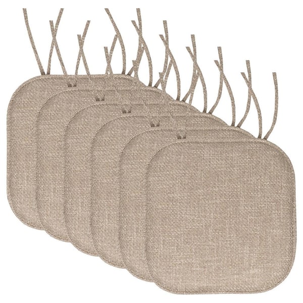 Sweet Home Collection Gray, Herringbone Memory Foam Square 16 in. W x 16 in. D, Non-Slip Indoor/Outdoor Chair Seat Cushion with Ties (6-Pack)
