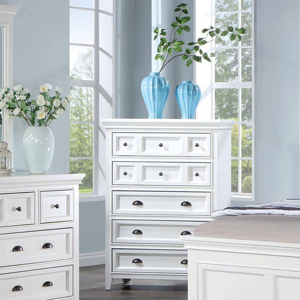 Ranchero White 5-Drawer 36 in. Wide Chest of Drawers