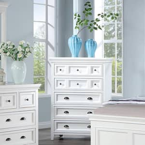 Ranchero White 5-Drawer 36 in. Wide Chest of Drawers