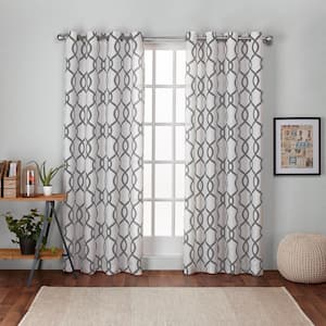 Kochi Black Pearl Ogee Light Filtering Grommet Top Curtain, 54 in. W x 96 in. L (Set of 2)