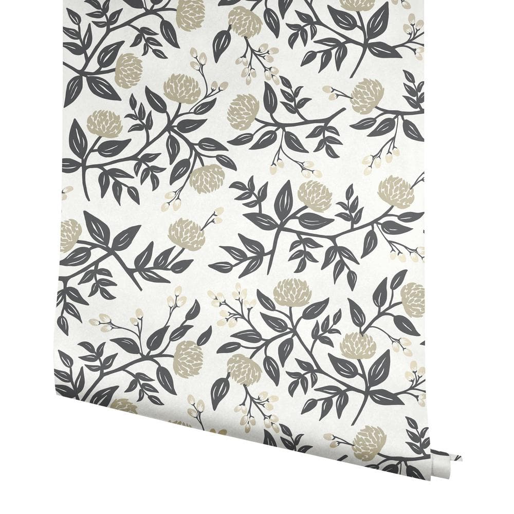 White and Black Peonies Floral Non-Pasted Wallpaper