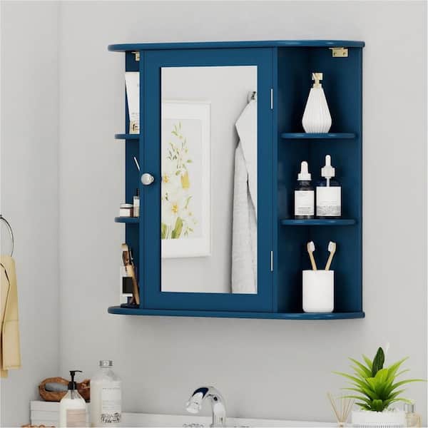 26 in. W x 25 in. H Rectangular Blue MDF Medicine Cabinet with