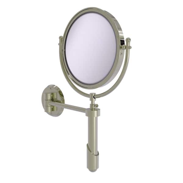Allied Brass Soho 8in. W x 15in. H Round Framed  Wall Mounted Magnifying Bathroom Make-Up Mirror with 2X Mag. in Polished Nickel
