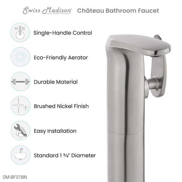 Chateau Single-Handle High Arc Single Hole Bathroom Faucet in Brushed Nickel