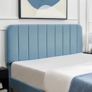 Upholstered Bed, Light Blue Full Bed Platform Bed Frame with Adjustable Headboard, Strong Wooden Slats Support Bed Frame