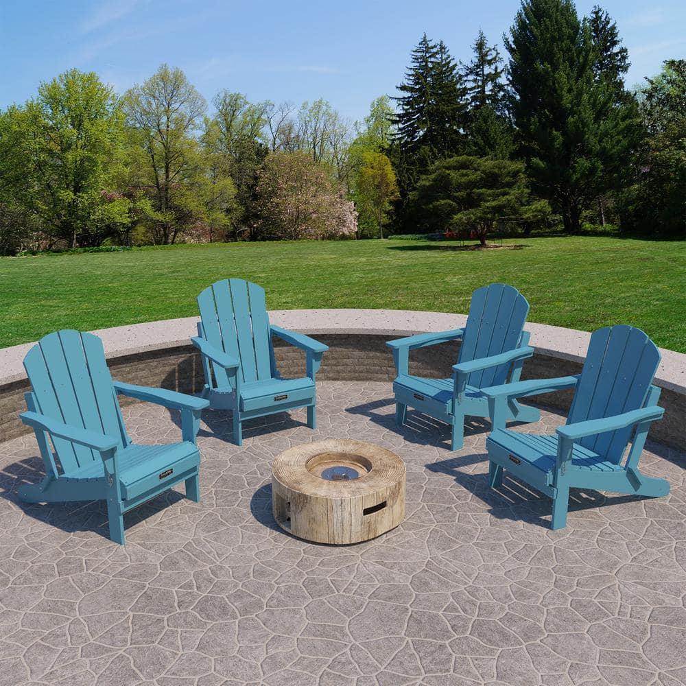 CASAINC Brown Reclining HDPE Resin Wood Adirondack Chair (Set Of 4) WF ...