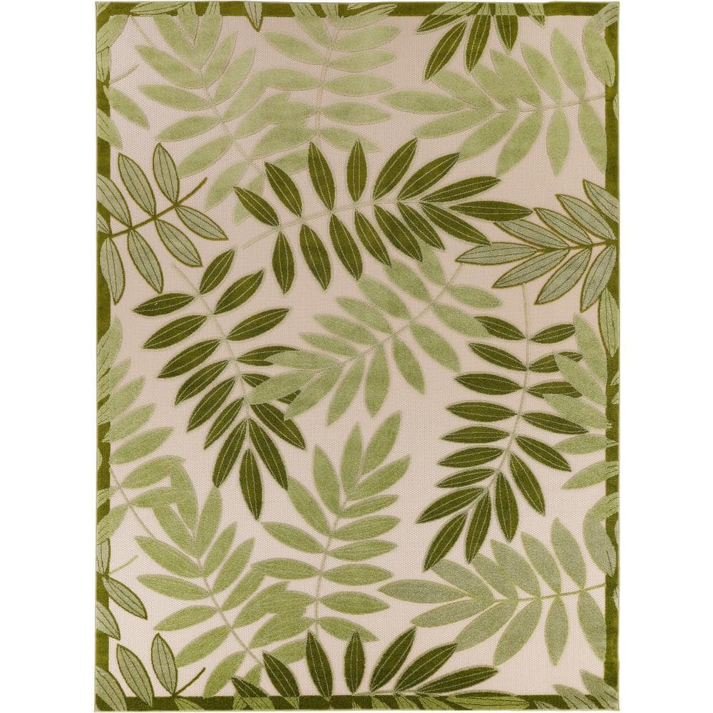 Aloha Ivory Green 10 ft. x 14 ft. Floral Contemporary Area Rug price history on PriceWatchPro