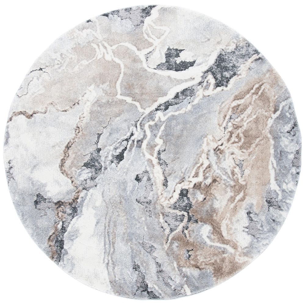 Cyrus Shag 7 ft. x 7 ft. Gray/Beige Marble Abstract Round Area Rug price history on PriceWatchPro