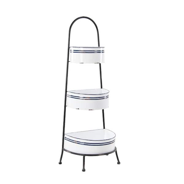 Litton Lane 39 in. White Metal Farmhouse 3 Shelf Shelving Unit