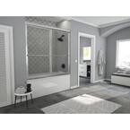 Newport 58 in. to 59.625 in. x 58 in. Framed Sliding Bathtub Door with Towel Bar in Chrome and Aquatex Glass