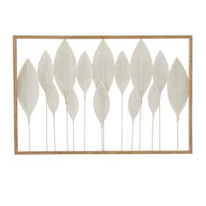 48 in. x  32 in. Metal White Tall Cut-Out Leaf Wall Decor with Intricate Laser Cut Designs