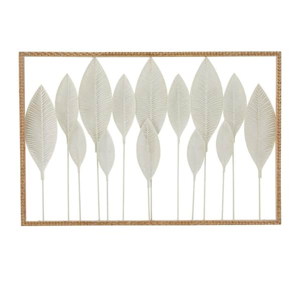 Litton Lane Metal White Tall Cut-Out Leaf Wall Decor with Intricate ...