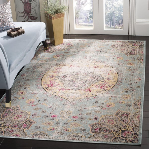 Montage Blue/Multi 9 ft. x 12 ft. Distressed Medallion Indoor/Outdoor Area Rug