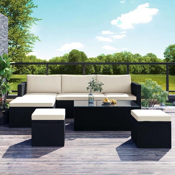 black metal patio sectional