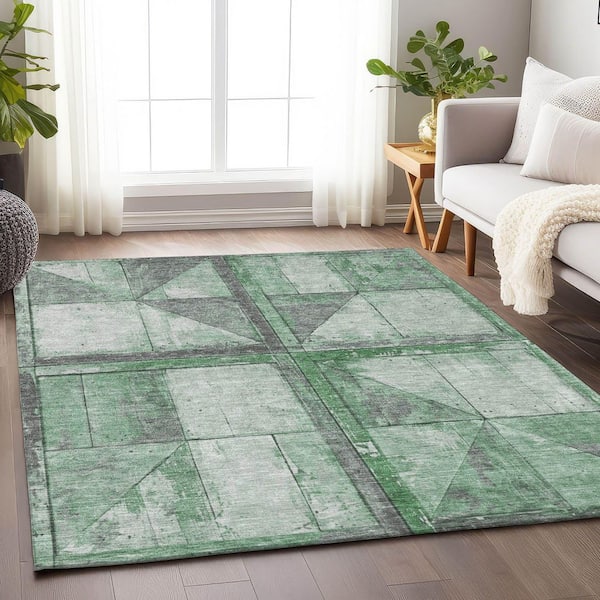 Chantille Machine Washable Indoor/Outdoor Abstract ACN1875 Green 9 ft. x 12 ft. Accent Rug