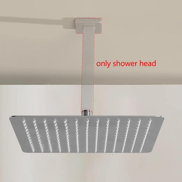 1-Spray Patterns with 2.5 GPM 16 in. Ceiling Mount Fixed Shower Head with 360° Rotation in Brushed Nickel