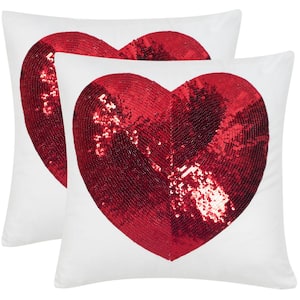 Sweet Heart Red 18 in. x 18 in. Throw Pillow Set of 2