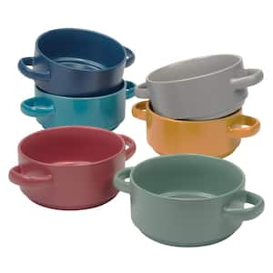 22 Fl. Oz. Multi-Colored Stoneware Matte Glaze Soup Bowls (Set of 6)