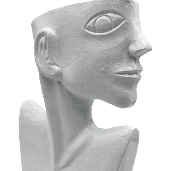 castellousa 14.5 in. Decorative Metal Abstract Face Vase in White
