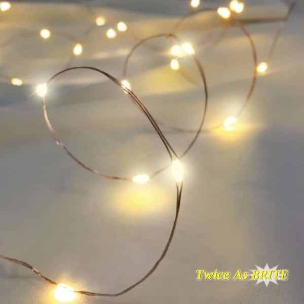 60-Light Warm White Superbrite Fairy Lights, Silver Wire