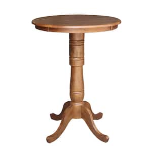 30 in. Bourbon Oak Round Pedestal Bar Height Dining Table