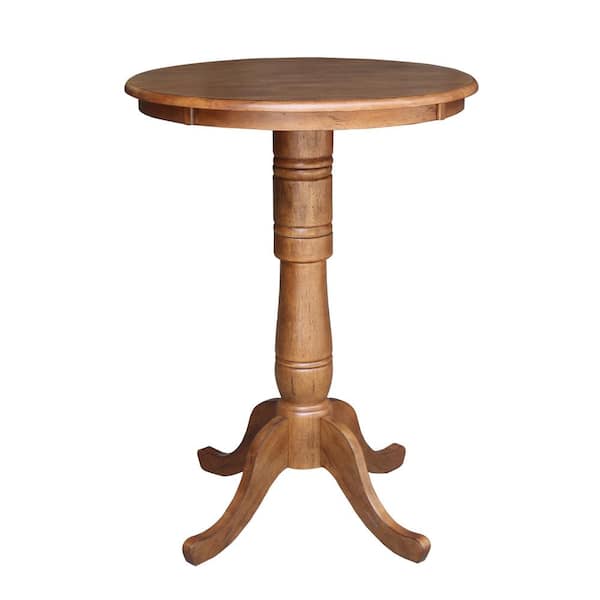 International Concepts 30 in. Bourbon Oak Round Pedestal Bar Height Dining Table