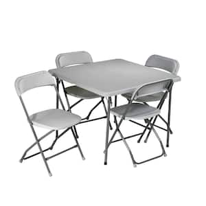5-Piece Grey Folding Table Set
