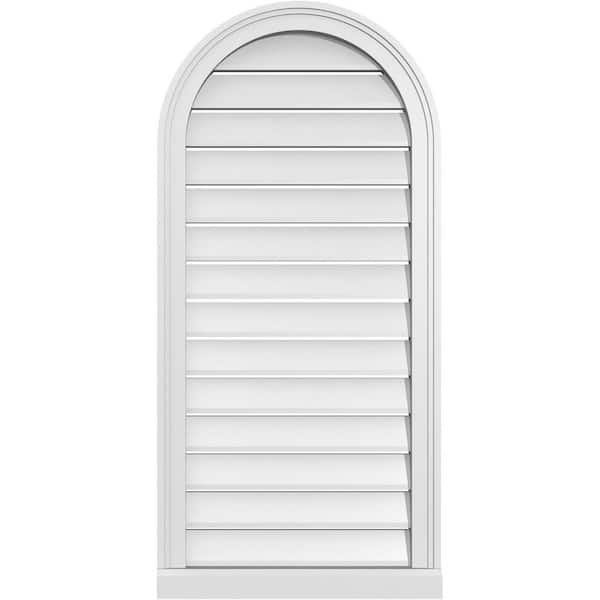Ekena Millwork 20 in. x 42 in. Round Top Surface Mount PVC Gable Vent: Functional with Brickmould Sill Frame