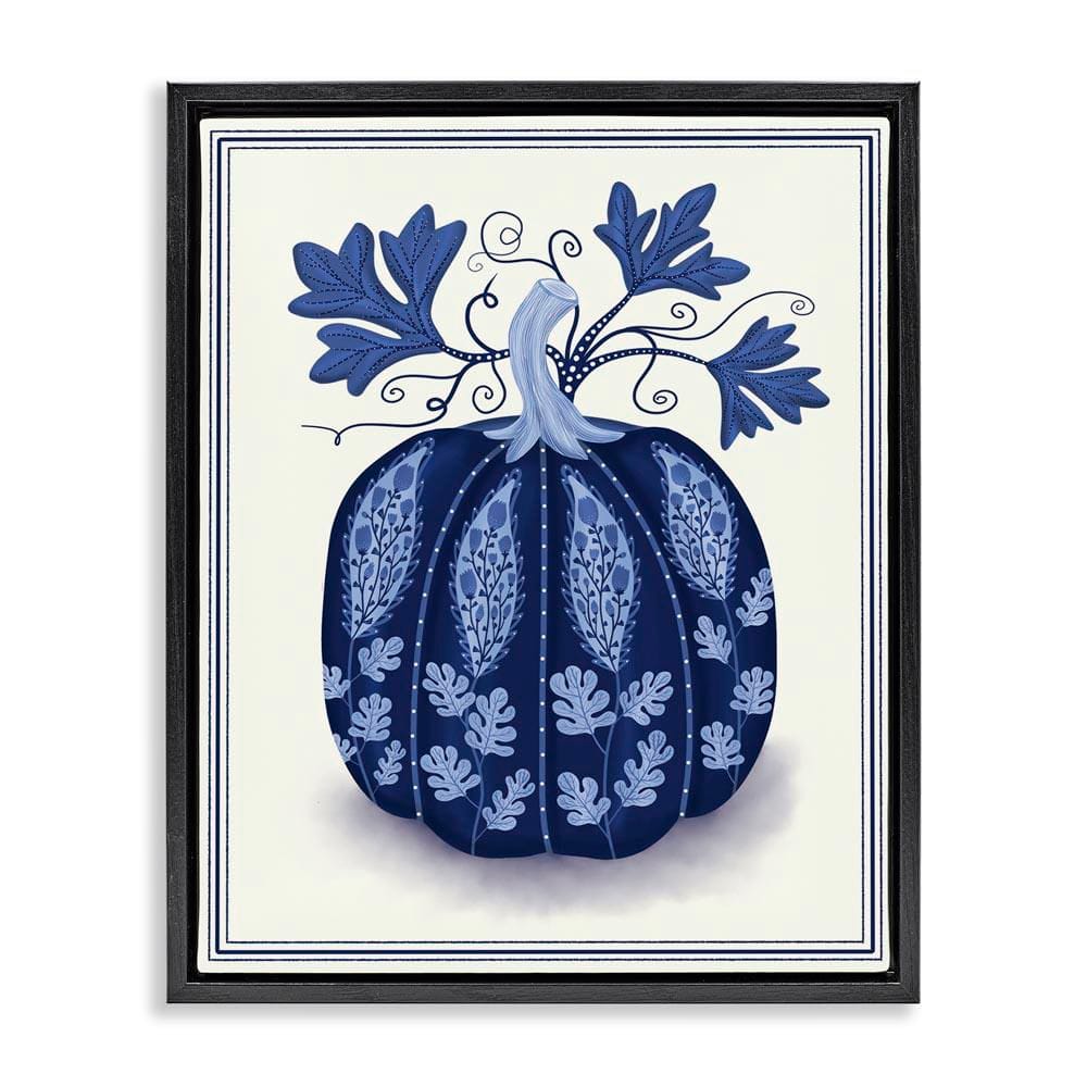 Folk Pattern Fall Pumpkin by Darlene Seale Black Floater Frame Nature Graphic Art Print 31 in. x 25 in. price history on PriceWatchPro