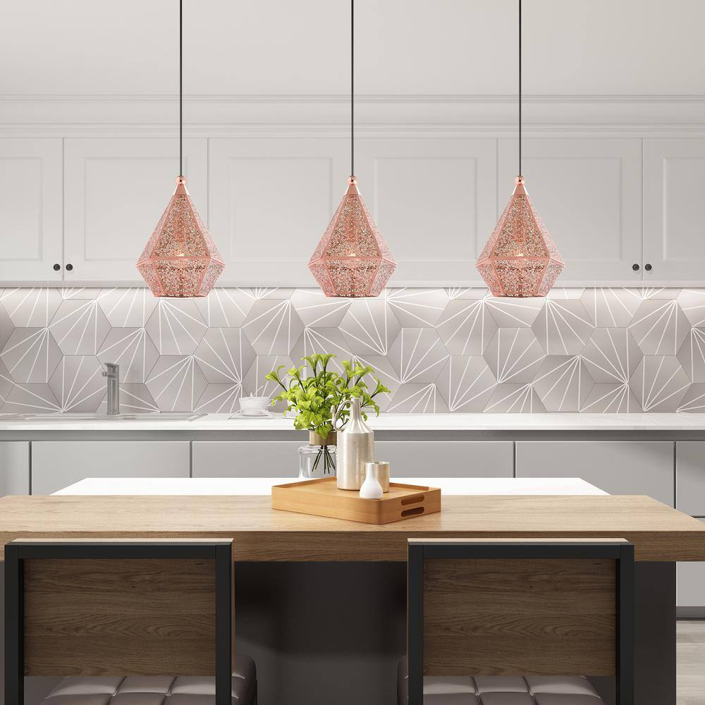 Rose Gold Filigree Metal Indoor/Outdoor LED Pendant Light