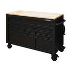 Heavy-Duty 52 in. W 9-Drawer, Deep Tool Chest Mobile Workbench in Matte Black with Adjustable-Height Hardwood Top