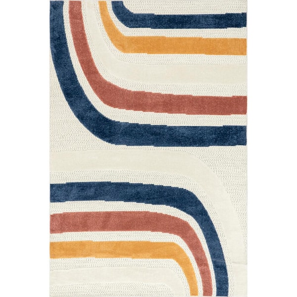 nuLOOM Katina Blue 5 ft. x 8 ft. Abstract Indoor/Outdoor Area Rug