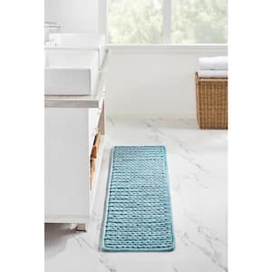 Christa Collection 18 in. x 54 in. Blue 25% Cotton and 75% Polyester Rectangle Bath Rug