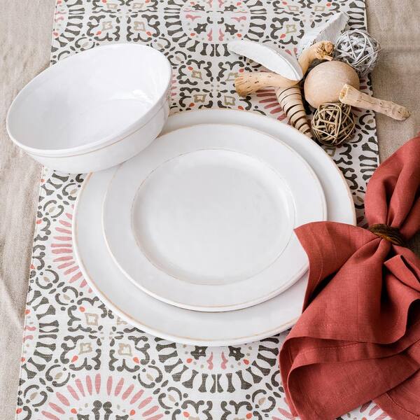 BAUM Rustic White 12 Piece Dinnerware Melamine Set RUS12W - The Home Depot