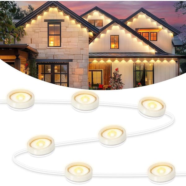36-Light Indoor/Outdoor 50 ft. Plug-in Integrated LED 2700K Warm White Novelty LED String Light Permanent Eave Light
