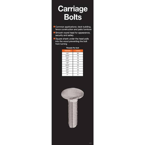 Select Carriage Bolt, Square Neck, 3/8-16, 5 in L, Steel, Grade 2, Hot Dipped Galvanized, 10 PK U08307.037.0500