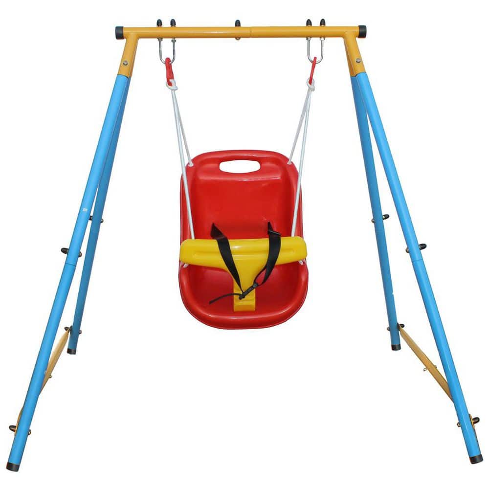 Baby Toddler Indoor/Outdoor Metal Swing Set with Safety Belt for Backyard price history on PriceWatchPro