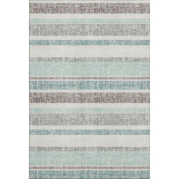 Mayfield Premium Machine Washable Abstract AMF2122 Teal 3 ft. x 5 ft. Area Rug
