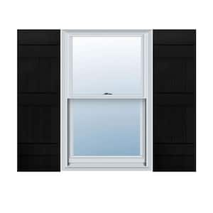 14 in. x 56 in. Lifetime Vinyl Custom Four Board Joined Board and Batten Shutters Pair Black