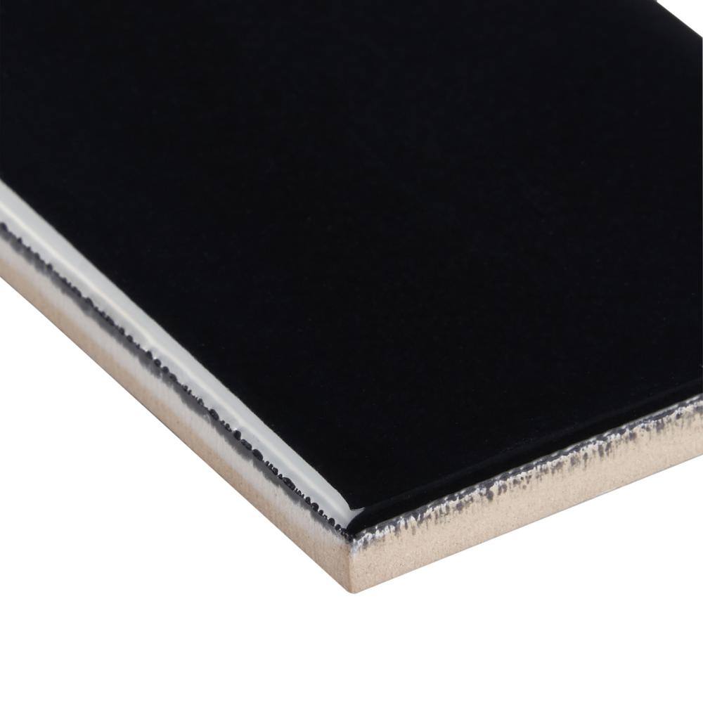 Abbey Road Polished Black Porcelain Subway Wall Tile