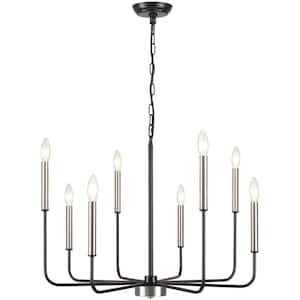 Mercer 8-Light Black/Nickel Classic/Traditional Chandelier for living room, Kitchen Island with no bulbs included