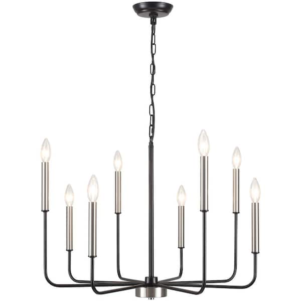 LWYTJO Mercer 8-Light Black/Nickel Classic/Traditional Chandelier for living room, Kitchen Island with no bulbs included