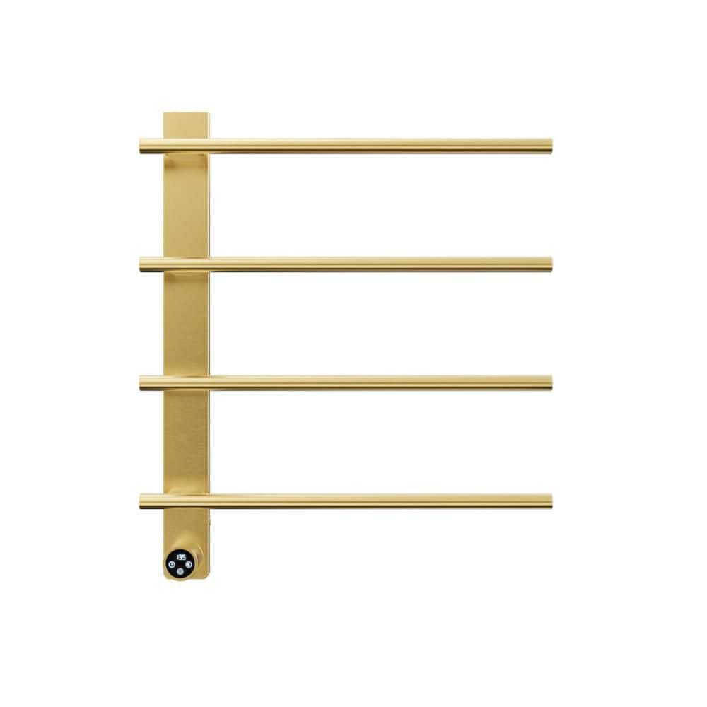 4-Bar Wall Mount Electric Towel Warmer Rack with Timer LED Display Space Saving Home Spa Plug-in Hardwired Brushed Gold price history on PriceWatchPro